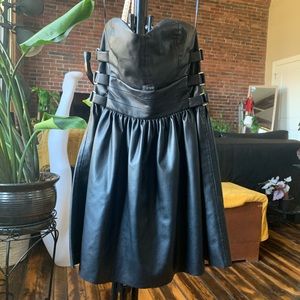 Strapless Faux Leather Dress
